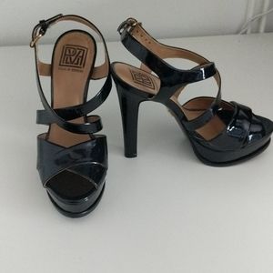 PLV black patent leather Hiro sandles.